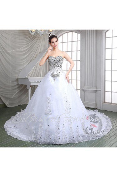 Ball Gown Strapless Satin Wedding Dress