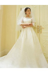 Ball Gown Bateau Satin Wedding Dress