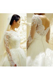 Ball Gown Bateau Satin Wedding Dress