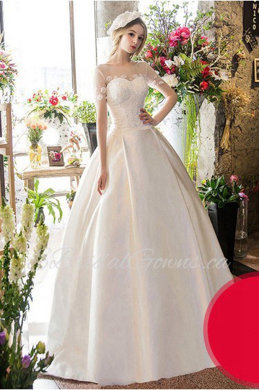 Ball Gown Scoop Satin Wedding Dress