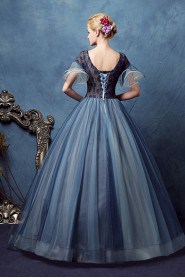 Ball Gown V-neck Tulle,Lace Prom / Evening Dress