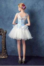 Ball Gown Scoop Tulle,Satin Short / Mini Prom / Evening Dress