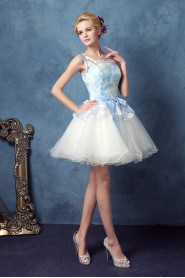 Ball Gown Scoop Tulle,Satin Short / Mini Prom / Evening Dress