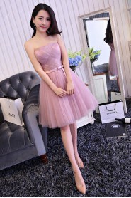 A-line Strapless Tulle Prom / Evening Dress