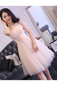 A-line Strapless Tulle Prom / Evening Dress