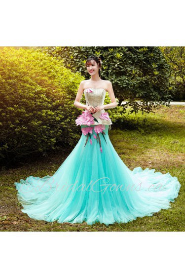 Trumpet / Mermaid Strapless Tulle,Satin Prom / Evening Dress