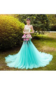 Trumpet / Mermaid Strapless Tulle,Satin Prom / Evening Dress