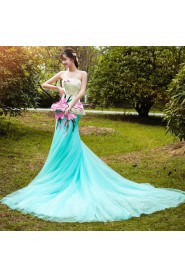 Trumpet / Mermaid Strapless Tulle,Satin Prom / Evening Dress