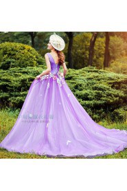 Ball Gown V-neck Tulle Prom / Evening Dress