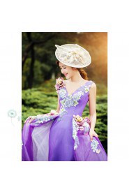 Ball Gown V-neck Tulle Prom / Evening Dress