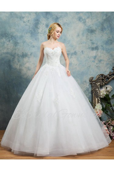 Ball Gown Strapless Lace Wedding Dress