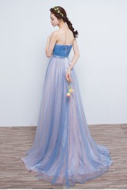 A-line Strapless Tulle Prom / Evening Dress