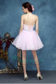 A-line Strapless Organza Short / Mini Prom / Evening Dress