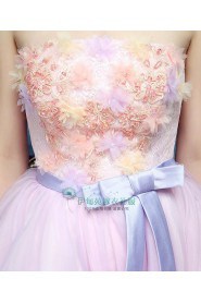 A-line Strapless Organza Short / Mini Prom / Evening Dress