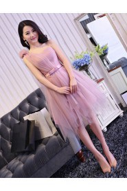 A-line One Shoulder Tulle Knee-length Prom / Evening Dress