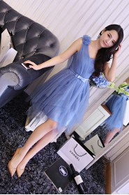 A-line One Shoulder Tulle Knee-length Prom / Evening Dress