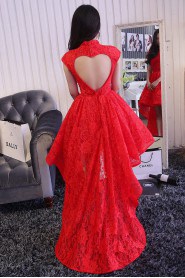 Ball Gown High Neck Tulle,Lace Knee-length Prom / Evening Dress