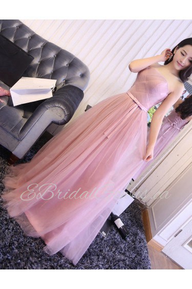 Sheath / Column Strapless Tulle Prom / Evening Dress