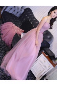 Sheath / Column Strapless Tulle Prom / Evening Dress