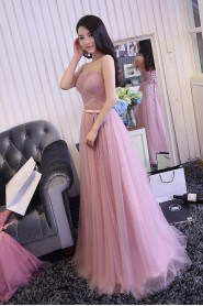 Sheath / Column Strapless Tulle Prom / Evening Dress