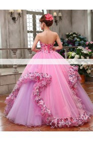 Ball Gown Strapless Tulle,Satin Quinceanera Dress