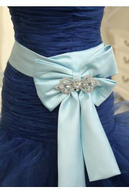 Trumpet / Mermaid Strapless Tulle,Satin Quinceanera Dress