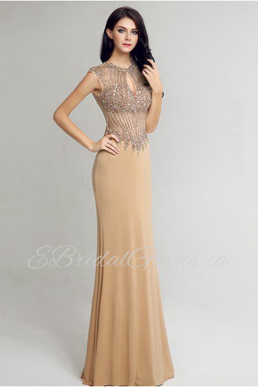 Sheath / Column Jewel Tulle Prom / Evening Dress