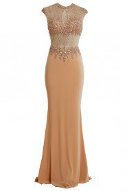 Sheath / Column Jewel Tulle Prom / Evening Dress