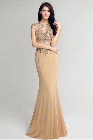 Sheath / Column Jewel Tulle Prom / Evening Dress