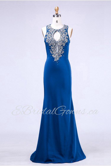 Sheath / Column Halter Satin Prom / Evening Dress