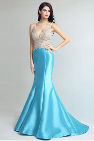 Trumpet / Mermaid V-neck Satin,Lace Prom / Evening Dress
