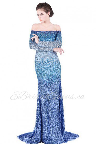 Sheath / Column Off-the-shoulder Tulle Prom / Evening Dress