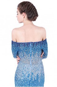 Sheath / Column Off-the-shoulder Tulle Prom / Evening Dress