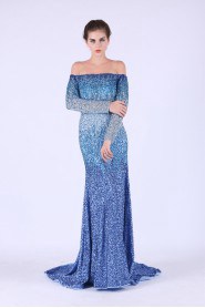 Sheath / Column Off-the-shoulder Tulle Prom / Evening Dress