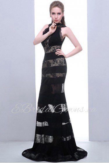 Trumpet / Mermaid High Neck Tulle,Satin Prom / Evening Dress