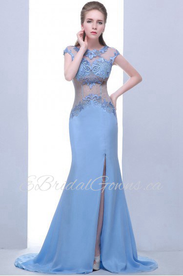 Trumpet / Mermaid Scoop Tulle,Satin Prom / Evening Dress