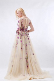 A-line Bateau Tulle Prom / Evening Dress