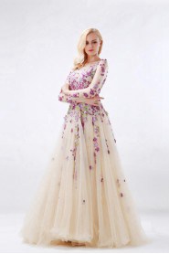 A-line Bateau Tulle Prom / Evening Dress