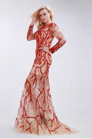 Sheath / Column Jewel Tulle Prom / Evening Dress