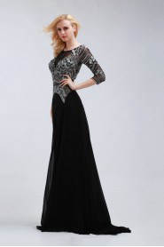 A-line Scoop Tulle,Chiffon Prom / Evening Dress