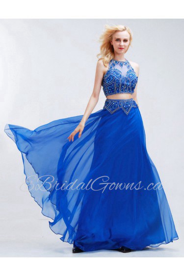 Sheath / Column Halter Tulle,Chiffon Prom / Evening Dress