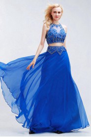 Sheath / Column Halter Tulle,Chiffon Prom / Evening Dress