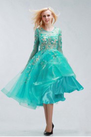 Ball Gown Scoop Tulle Tea-length Prom / Evening Dress