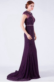 Sheath / Column High Neck Lace Prom / Evening Dress