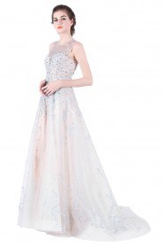 A-line Jewel Tulle Prom / Evening Dress