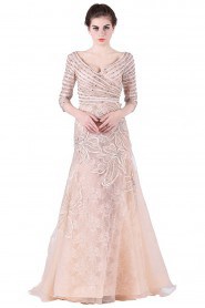 A-line V-neck Tulle Prom / Evening Dress