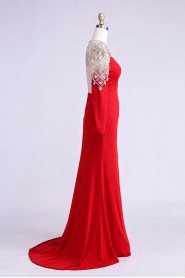 Sheath / Column Scoop Satin Prom / Evening Dress