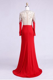 Sheath / Column Scoop Satin Prom / Evening Dress