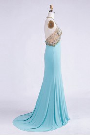 Sheath / Column Halter Chiffon Prom / Evening Dress