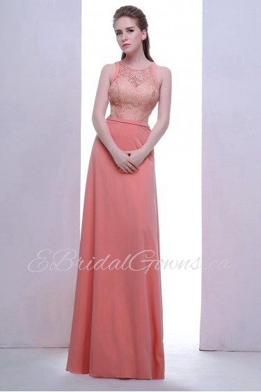 Sheath / Column Scoop Chiffon Prom / Evening Dress